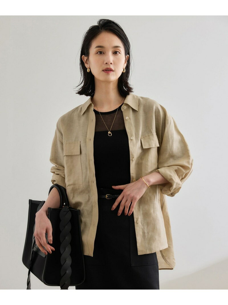 樂天商城 - 【SALE／50%OFF】ブライトリネン フラップシャツブラウス/洗える ROPE' ロペ トップス シャツ・ブラウス ピンク ベージュ【RBA_E】【送料無料】[Rakuten Fashion]