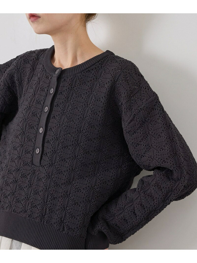 透かし編みスポンディッシュヘンリーネックニット ROPE' PICNIC ロペピクニック トップス ニット ホワイト グレー ベージュ【先行予約】*【送料無料】[Rakuten Fashion] jadorejunonline-10078317 J’aDoRe JUN ONLINE サンプル画像2