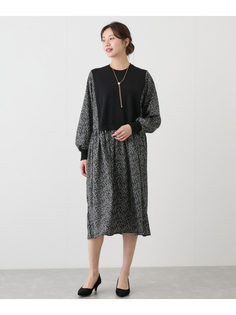 【SALE／20%OFF】ニットドッキングプリントワンピース JAYRO ジャイロ ワンピース・ドレス ワンピース ..