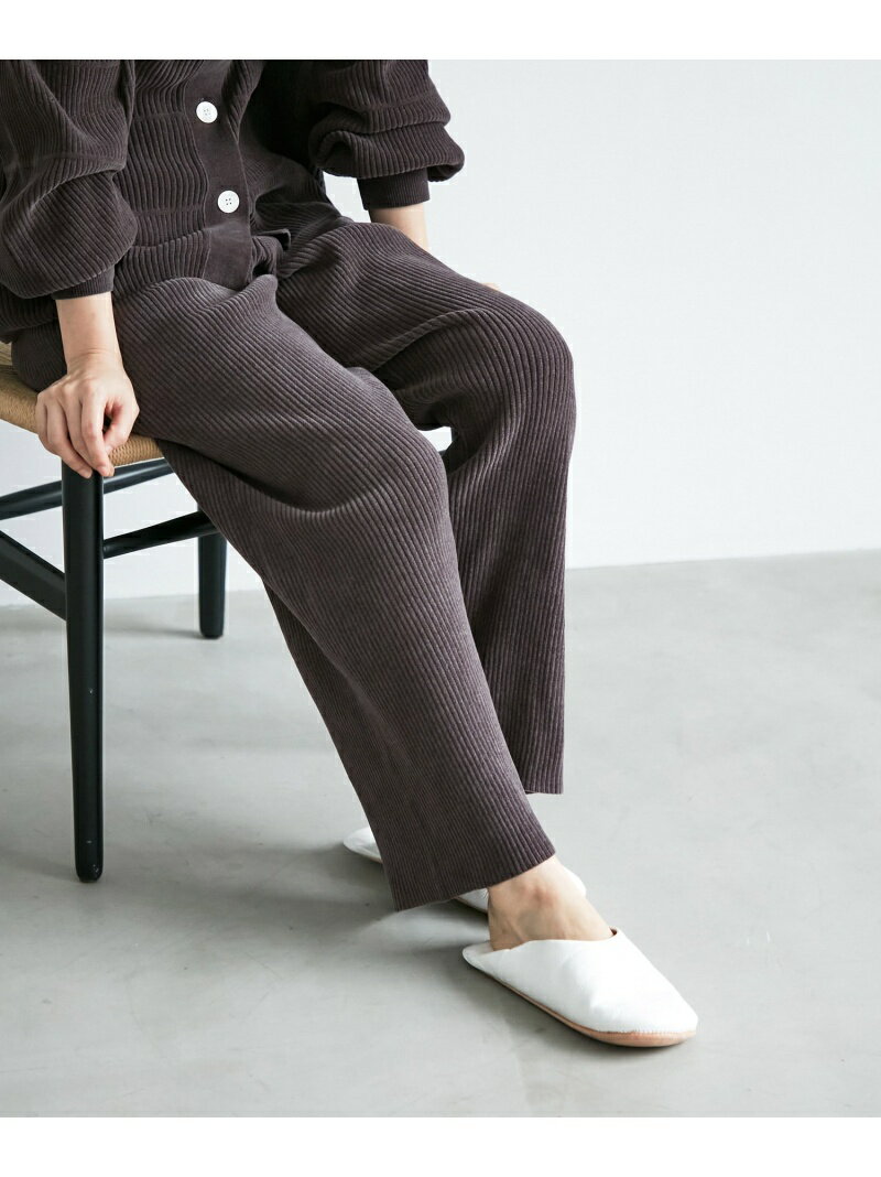 【極上の肌ざわり】リブパンツ -CreamyCotton /クリーミーコットン- SALON adam et rope' サロン アダム エ ロペ パンツ その他のパンツ グリーン ホワイト グレー【送料無料】[Rakuten Fashion]