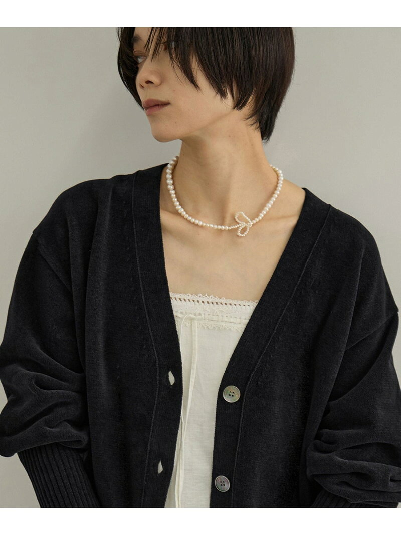 Rakuten - Vネックカーディガン-CreamyCotton /クリーミーコットン- SALON adam et rope' サロン アダム エ ロペ トップス カーディガン ブラック ホワイト ブラウン【先行予約】*【送料無料】[Rakuten Fashion]