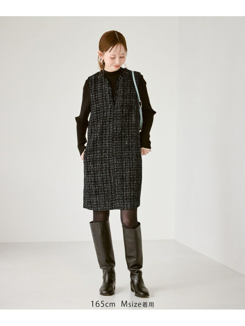【SALE／50%OFF】キーネックツイードジャンパースカート ワンピース/着丈が選べる ROPE' PICNIC ロペピクニック ワンピース・ドレス ジャンパースカート ベージュ ブラック【RBA_E】【送料無料】[Rakuten Fashion] jadorejunonline-10072197 J’aDoRe JUN ONLINE サンプル画像3