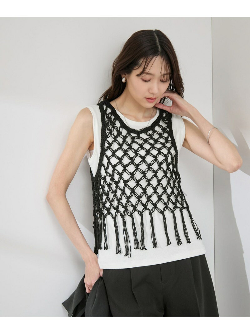 【SALE／50%OFF】かぎ針ビスチェ*タンクトップセット ROPE' PICNIC ロペピクニック トップス ベスト・ジレ ブラック ベージュ【RBA_E】[Rakuten Fashion] jadorejunonline-10066176 J’aDoRe JUN ONLINE サンプル画像2