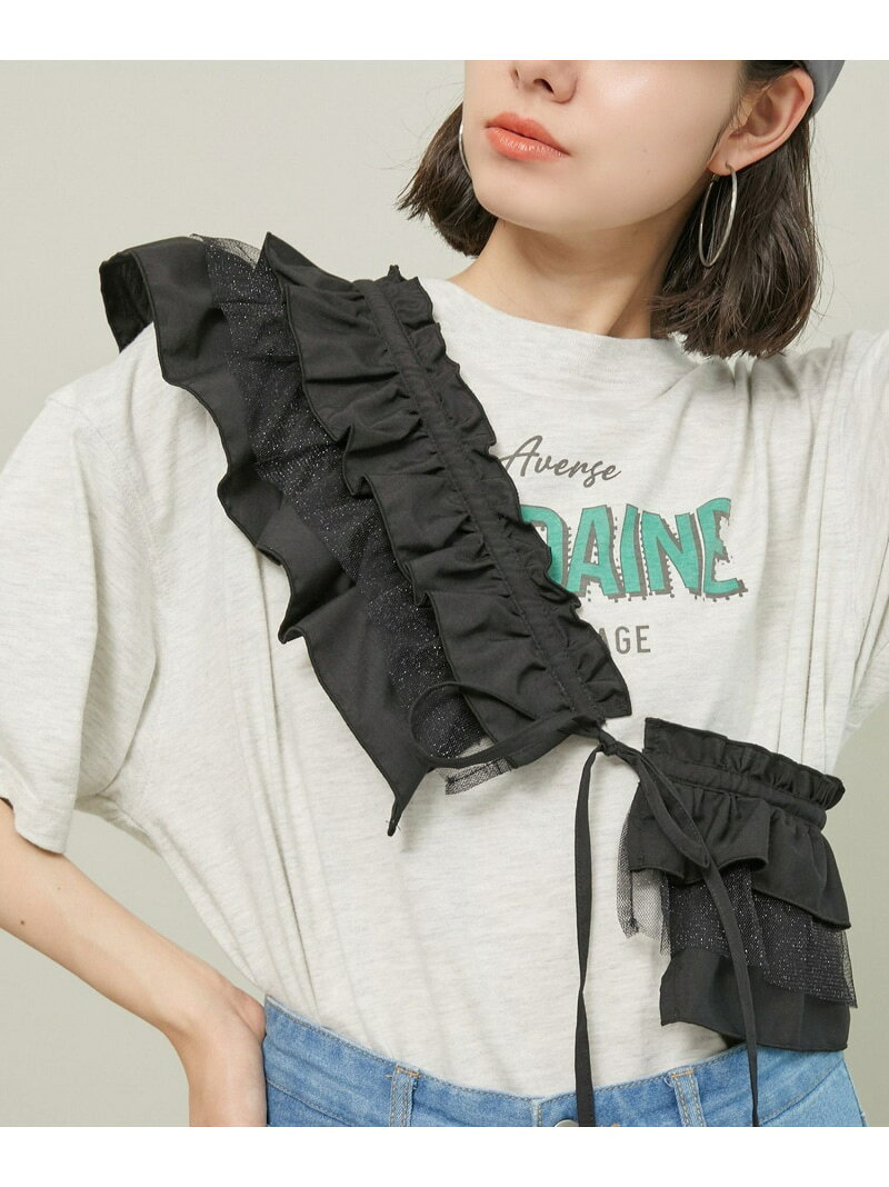 【SALE／50%OFF】ラメチュールドッキングフリルビスチェ/リンクコーデ ROPE' PICNIC R ロペピクニック ファッション雑貨 マフラー・ストール・ネックウォーマー ブラック ホワイト【RBA_E】[Rakuten Fashion] jadorejunonline-10059044 J’aDoRe JUN ONLINE サンプル画像3