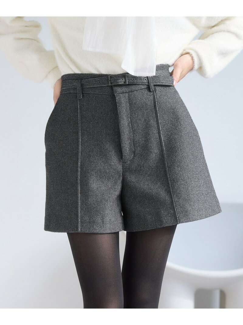 ジャージメルトンベルト付きショートパンツ VIS ビス パンツ その他のパンツ グレー ベージュ【送料無料】[Rakuten Fashion]