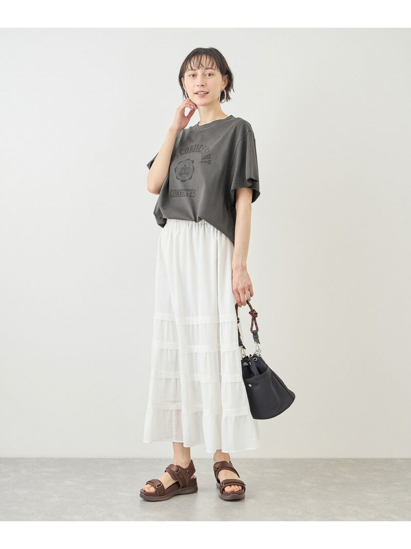 【SALE／20%OFF】カレッジロゴプリントフレアスリーブピグメントTシャツ/リンクコーデ ROPE' PICNIC ロペピクニック トップス カットソー・Tシャツ ホワイト グレー【RBA_E】【送料無料】[Rakuten Fashion] jadorejunonline-10076184 J’aDoRe JUN ONLINE サンプル画像3