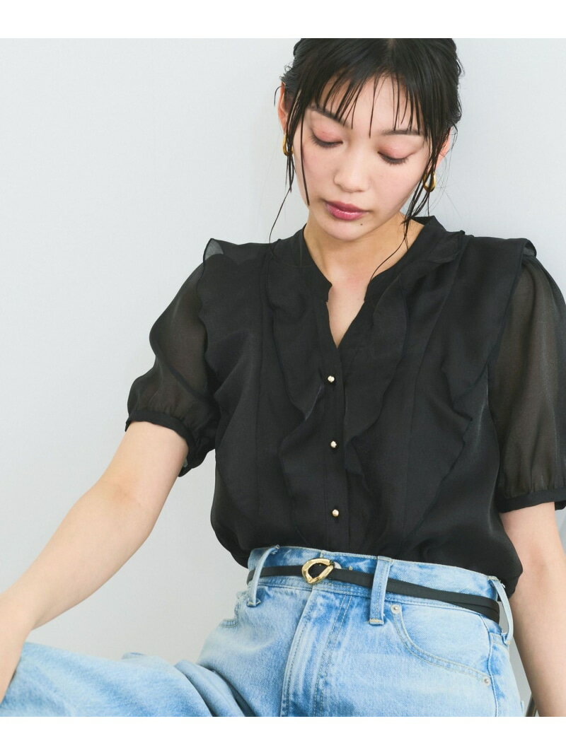 樂天商城 - 【SALE／20%OFF】【洗える】シアーラッフルフリル半袖ブラウス VIS ビス トップス シャツ・ブラウス ブラック ベージュ ピンク【RBA_E】【送料無料】[Rakuten Fashion]
