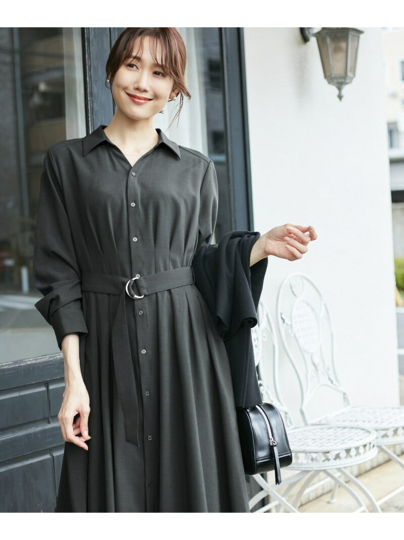 【SALE／50%OFF】【3サイズ展開】シャツコンシャス長袖ワンピース ROPE' PICNIC ロペピクニック ワンピース・ドレス シャツワンピース グレー ネイビー【RBA_E】[Rakuten Fashion]