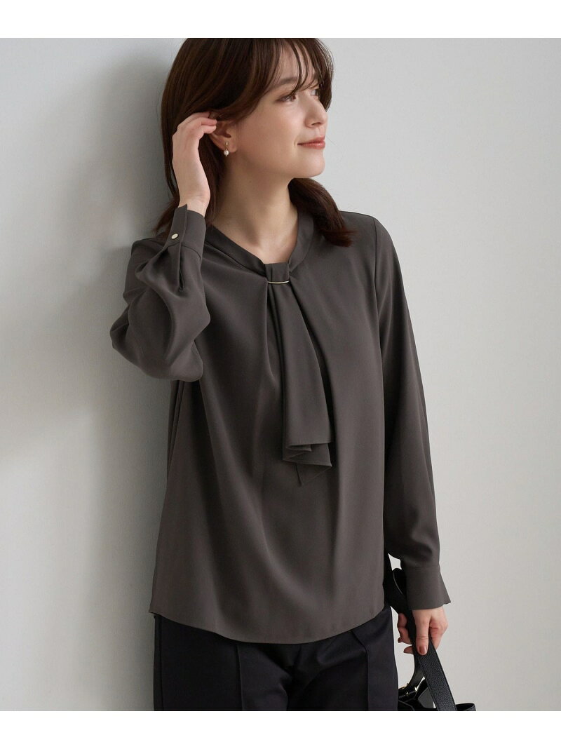 【SALE／5%OFF】【WEB限定サイズ】メタルパーツフロントフリルタイロングスリーブブラウス ROPE' PICNIC ロペピクニック トップス シャツ・ブラウス ベージュ ブルー グレー ホワイト【RBA_E】【先行予約】*【送料無料】[Rakuten Fashion] jadorejunonline-10078609 J’aDoRe JUN ONLINE サンプル画像2