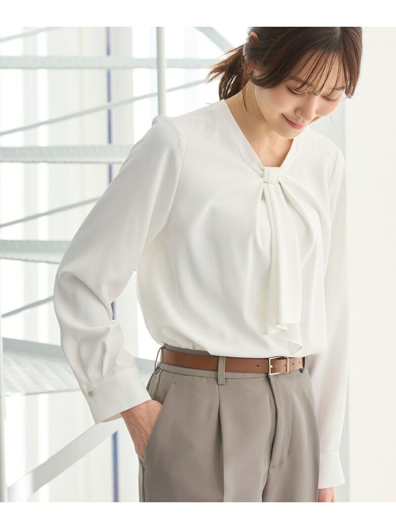 【SALE／5%OFF】【WEB限定サイズ】メタルパーツフロントフリルタイロングスリーブブラウス ROPE' PICNIC ロペピクニック トップス シャツ・ブラウス ベージュ ブルー グレー ホワイト【RBA_E】【先行予約】*【送料無料】[Rakuten Fashion] jadorejunonline-10078609 J’aDoRe JUN ONLINE サンプル画像3