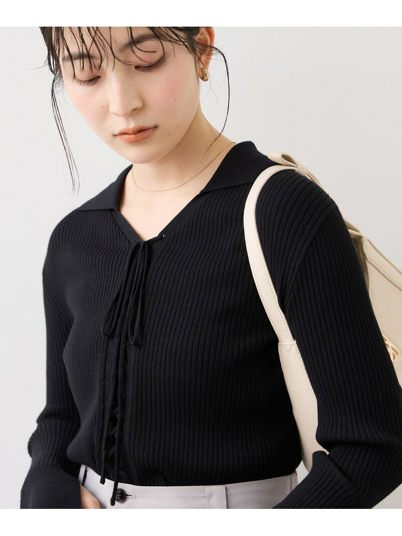 Rakuten - 【SALE／30%OFF】レースアップリブニット VIS ビス トップス ニット ベージュ ブラック【RBA_E】【送料無料】[Rakuten Fashion]