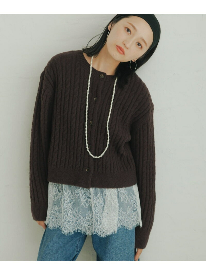 スフレニット ケーブルショートカーディガン ROPE' PICNIC ロペピクニック トップス カーディガン ピンク ブルー ベージュ オレンジ【先行予約】*【送料無料】[Rakuten Fashion] jadorejunonline-10078065 J’aDoRe JUN ONLINE サンプル画像3