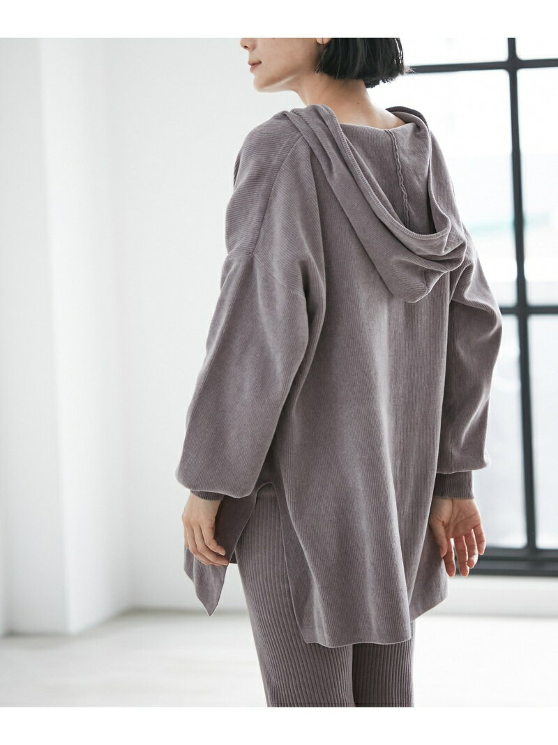 【極上の肌ざわり】フーデッドプルオーバー -CreamyCotton /クリーミーコットン- SALON adam et rope' サロン アダム エ ロペ トップス パーカー・フーディー グレー ピンク ホワイト【送料無料】[Rakuten Fashion]