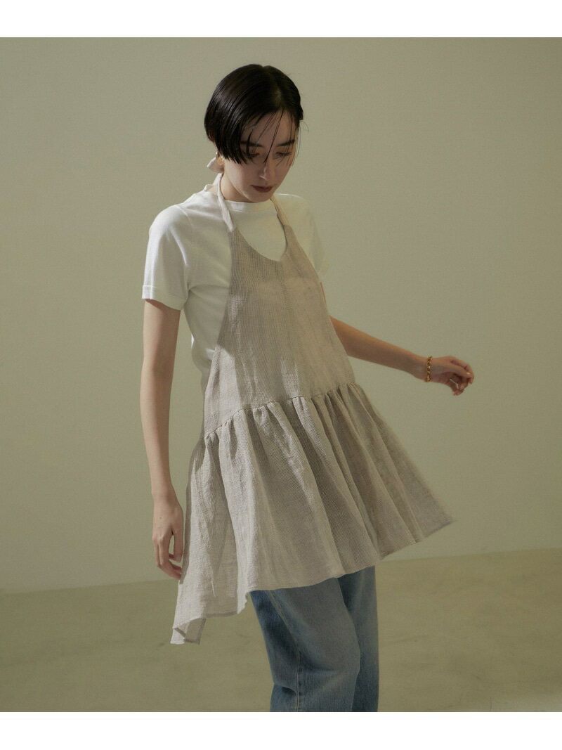 ロペ ベスト レディース 【DELIY(デリー)】LINEN LENO WEAVE APRON SALON adam et rope' サロン アダム エ ロペ トップス ベスト・ジレ ホワイト ブラウン【送料無料】[Rakuten Fashion]