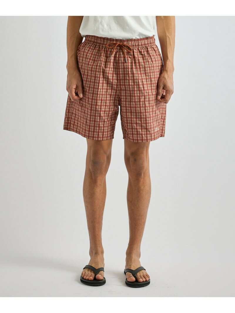 Timothy Check Swim Short Saturdays NYC サタデーズ　ニューヨークシティ パンツ その他のパンツ グリーン ブラウン