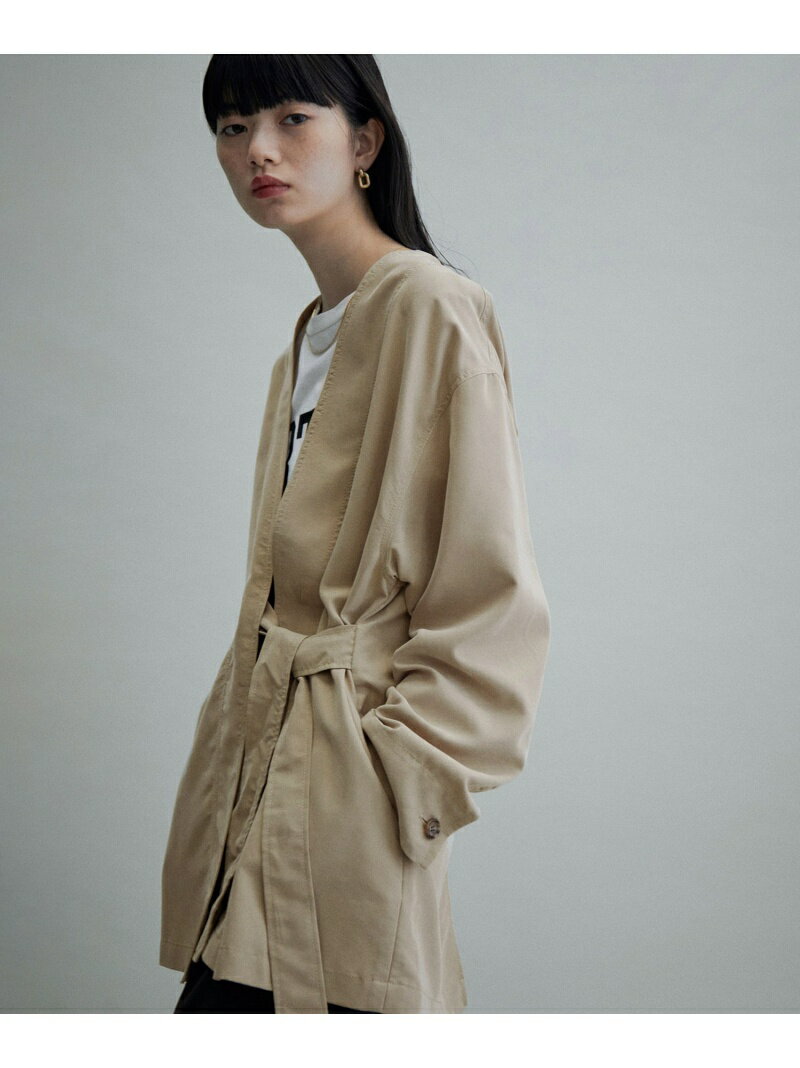 ブラック】 ベルテッドシャツジャケット ADAM ET ROPE' FEMME エンブレムロゴ unlineシャツジャケットアウターコート レザージャケット