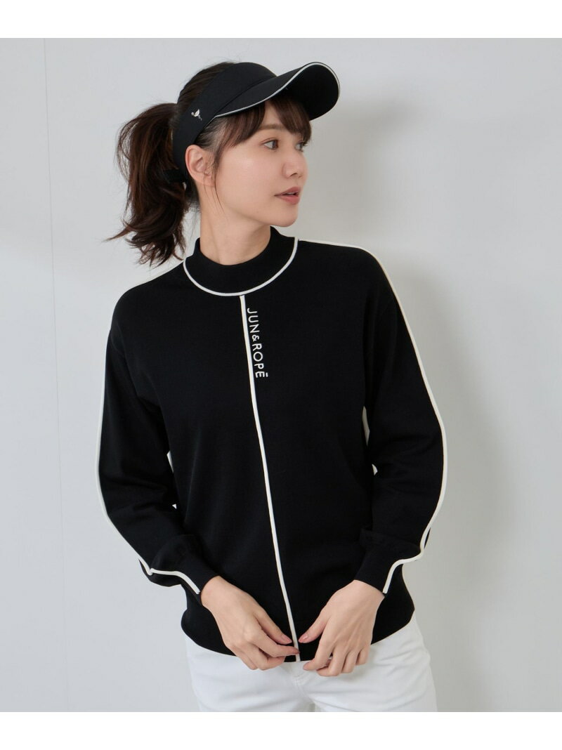 樂天商城 - 【SALE／50%OFF】ライン使いパフスリーブ長袖ニット[一部WEB限定カラー] JUN&ROPE' ジュンアンドロペ トップス ニット ピンク グリーン ブラック グレー【RBA_E】【送料無料】[Rakuten Fashion]