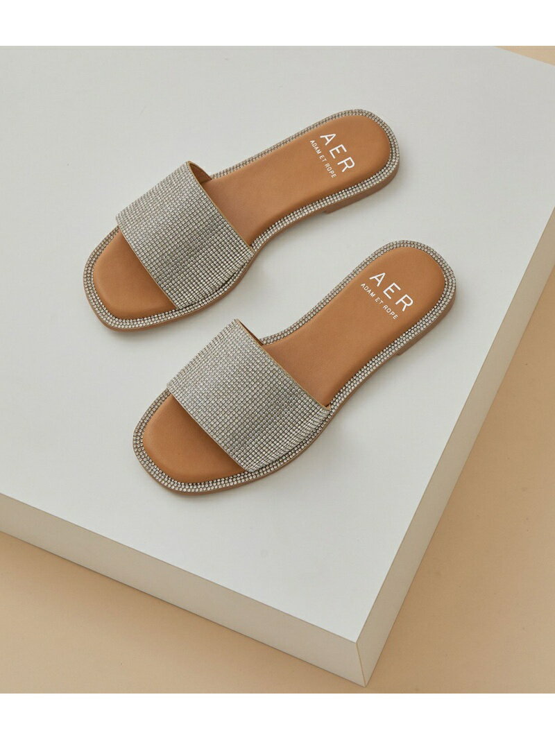 【SALE／50%OFF】ラインストーンサンダル ADAM ET ROPE' FEMME アダムエロペ シューズ・靴 サンダル シルバー ブラック【RBA_E】[Rakuten Fashion]のサムネイル