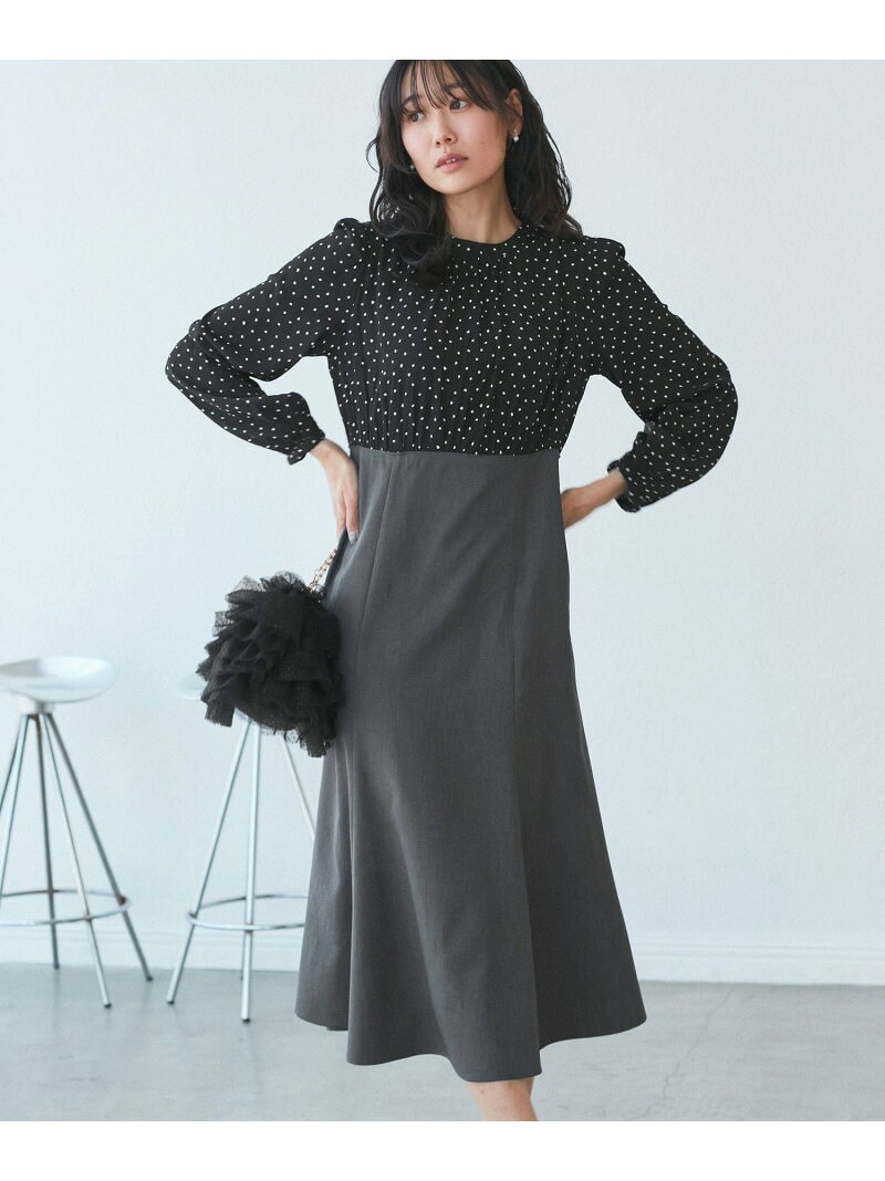 【SALE／50%OFF】ドット柄ドッキングワンピース ROPE' PICNIC ロペピクニック ワンピース・ドレス ワンピース ブラック ホワイト【RBA_E】【送料無料】[Rakuten Fashion] jadorejunonline-10064971 J’aDoRe JUN ONLINE サンプル画像2