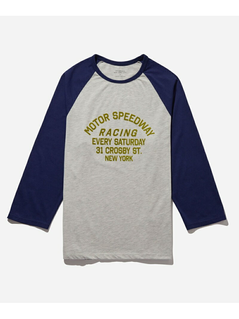 Speedway Baseball Tee Saturdays NYC サタデーズ　ニューヨークシティ トップス カットソー・Tシャツ ネイビー レッド