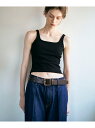 カップ付きタンクトップ ADAM ET ROPE' FEMME アダムエロペ トップス ノースリーブ・タンクトップ ホワイト ブラック【送料無料】[Rakute...