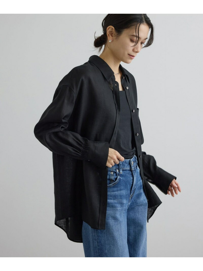 樂天商城 - リネンオーバーシャツ / GENTLE LINEN SALON adam et rope' サロン アダム エ ロペ トップス シャツ・ブラウス ピンク ブラック グレー【送料無料】[Rakuten Fashion]