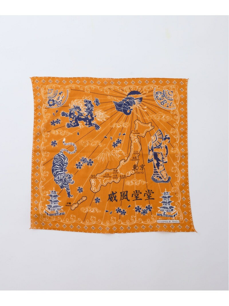 【BINDU】BANDANA JAPAN M TO R アダムエロペ ファッション雑貨 スカーフ・バンダナ ネイビー レッド[R..