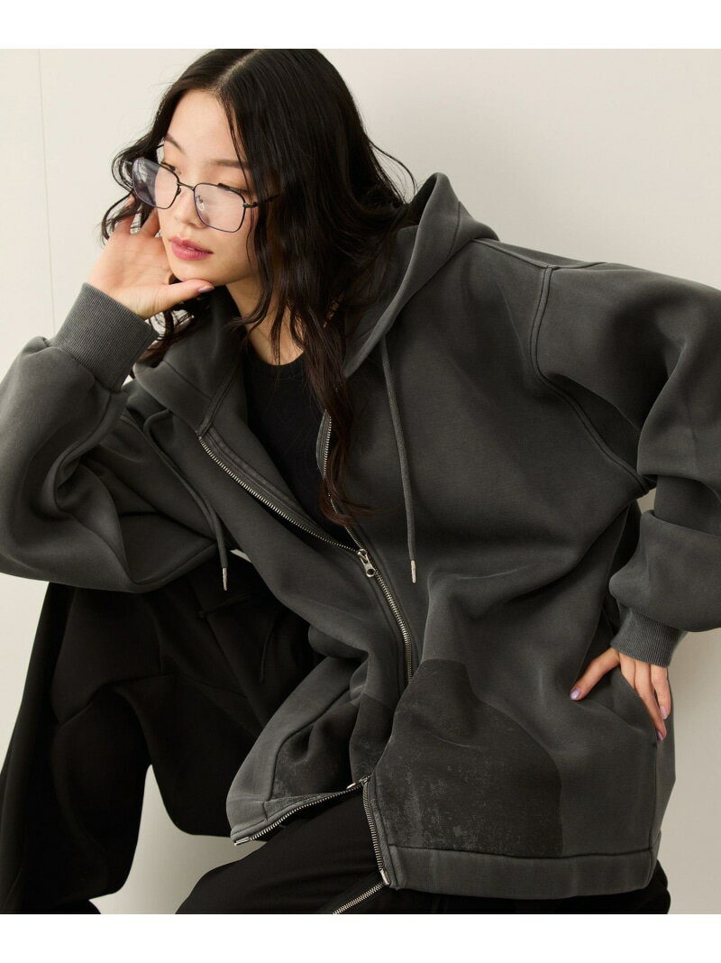 【SALE/50%OFF】エアリーピグメントクルーフルジップパーカー JUNRED ジュン スタンダード ピックス トップス パーカー・フーディー ブルー グレ...