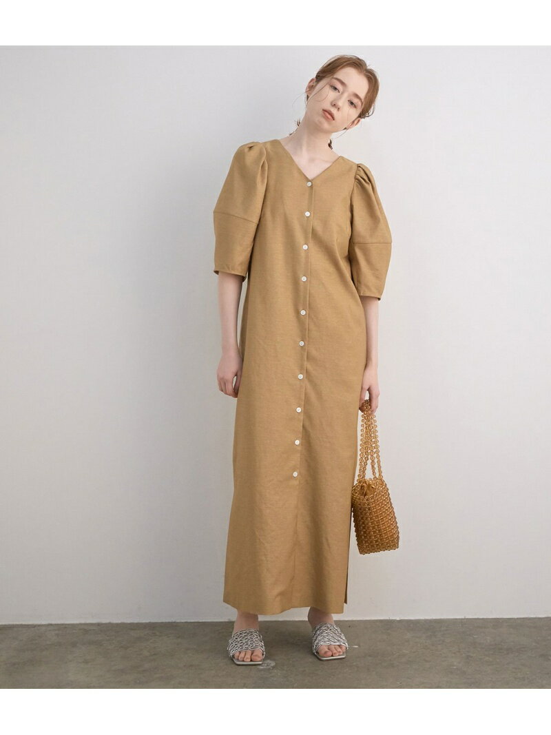 豪華 リネンライクパフスリーブワンピース Mademoiselle Rope ロペ ワンピース ワンピースその他 ブラウン グリーン 送料無料 Fashion 春夏新色 Pasajeenmano Com Ar