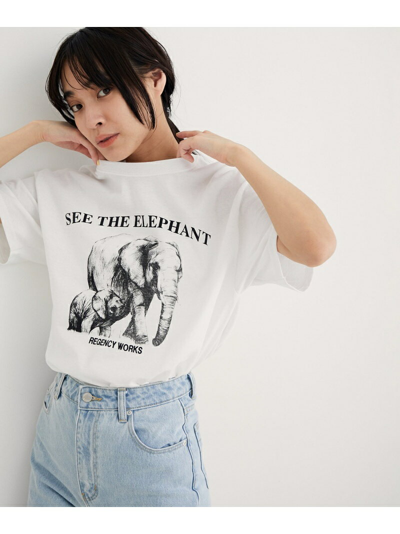 【Regency Works】Short sleeve tee see the elephant SALON adam et rope' サロン アダム エ ロペ トップス カットソー・Tシャツ ベージュ ホワイト グリーン【送料無料】[Rakuten Fashion]