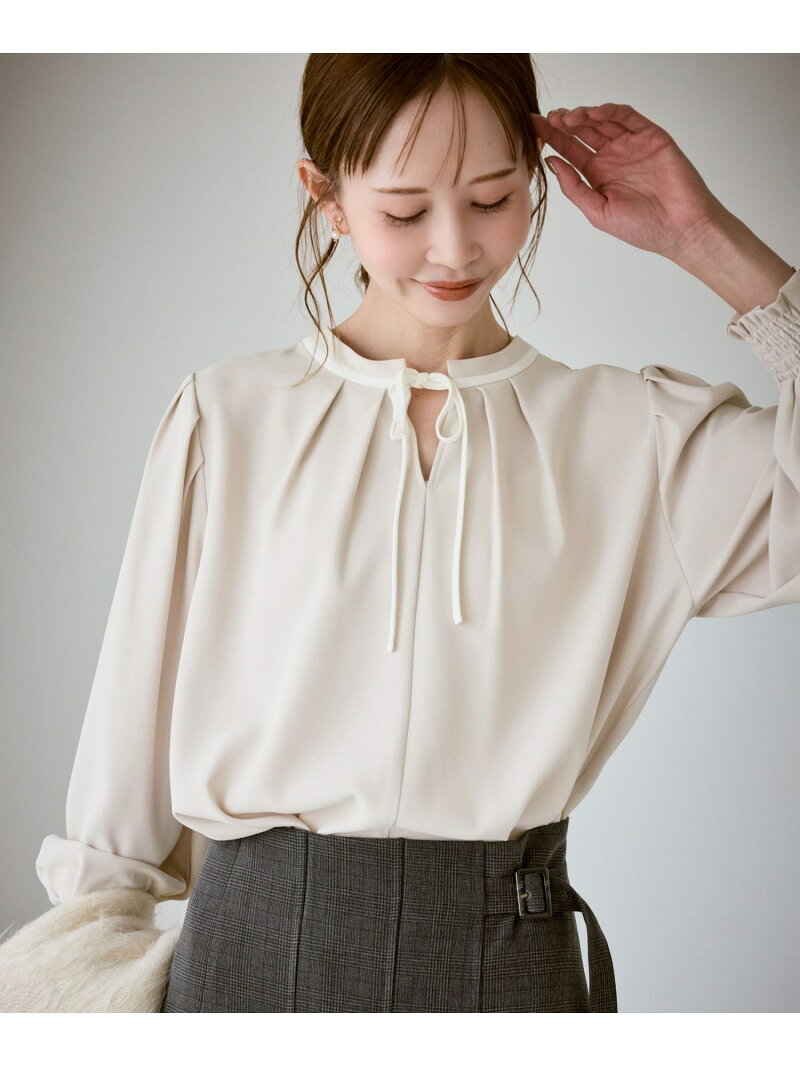 【SALE／50%OFF】【前後2WAY】【WEB限定カラー】配色リボンブラウス/通勤対応 ROPE' PICNIC ロペピクニック トップス シャツ・ブラウス ホワイト ベージュ ネイビー ブルー【RBA_E】[Rakuten Fashion] jadorejunonline-10070318 J’aDoRe JUN ONLINE サンプル画像3