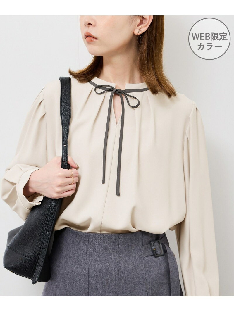 【SALE／50%OFF】【前後2WAY】【WEB限定カラー】配色リボンブラウス/通勤対応 ROPE' PICNIC ロペピクニック トップス シャツ・ブラウス ホワイト ベージュ ネイビー ブルー【RBA_E】[Rakuten Fashion] jadorejunonline-10070318 J’aDoRe JUN ONLINE パッケージ画像