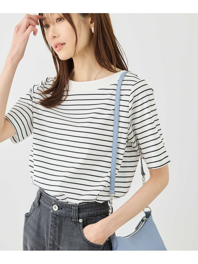60シルケットボートネックハーフスリーブジャケットインナー ROPE' PICNIC ロペピクニック トップス カットソー・Tシャツ ブラック ホワイト【送料無料】[Rakuten Fashion] jadorejunonline-10075011 J’aDoRe JUN ONLINE サンプル画像3
