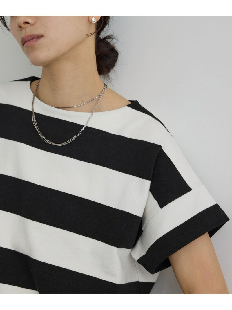【WEB限定】フレンチスリーブポンチボーダーTシャツ SALON adam et rope' サロン アダム エ ロペ トップス カットソー・Tシャツ ブラック【送料無料】[Rakuten Fashion]