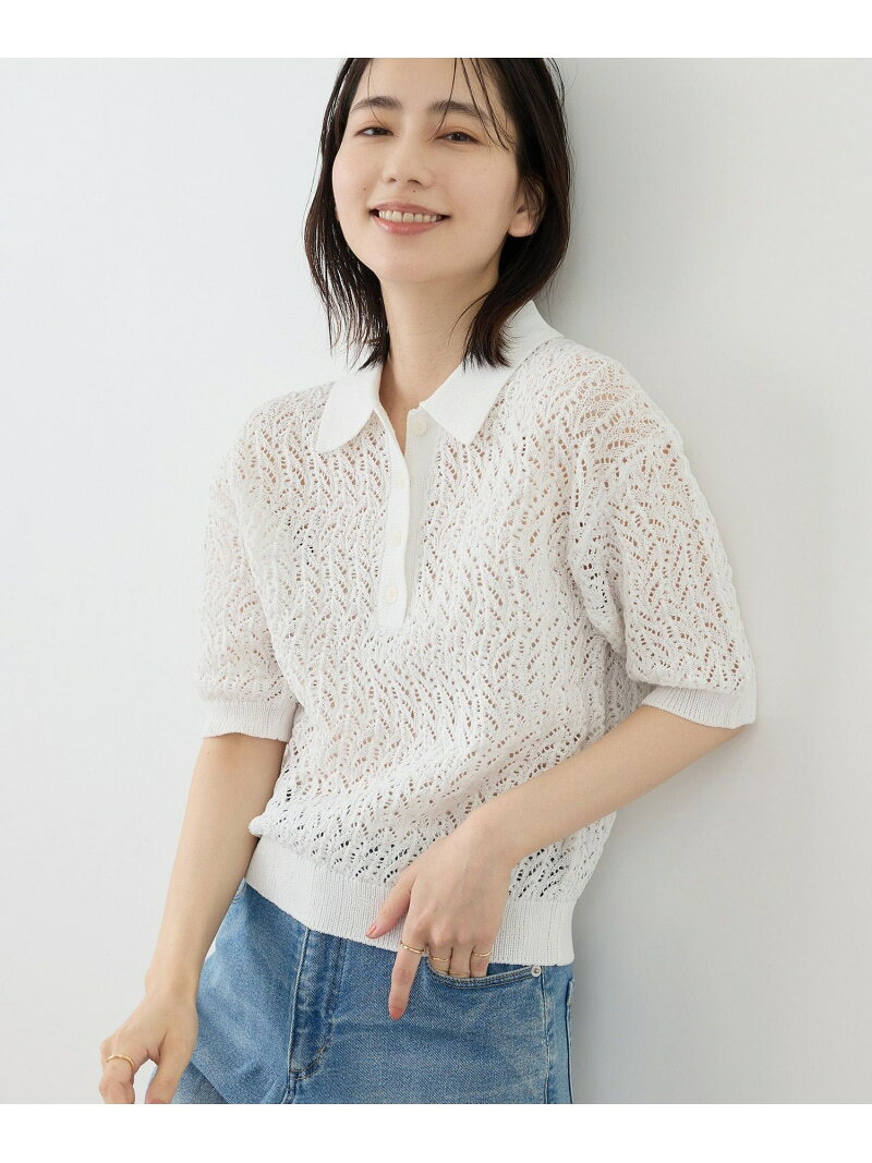 【SALE／50%OFF】レースポロニット ROPE' PICNIC ロペピクニック トップス ニット グリーン ネイビー ホワイト【RBA_E】[Rakuten Fashion] jadorejunonline-10075358 J’aDoRe JUN ONLINE サンプル画像2