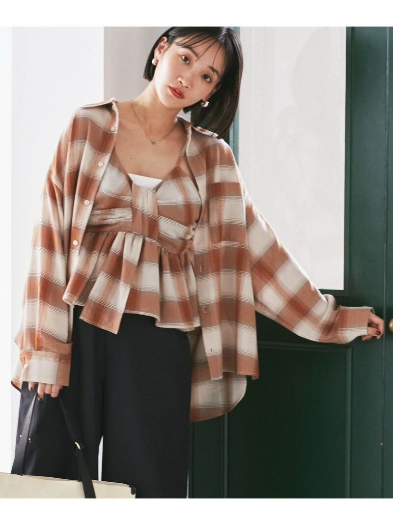 【SALE／20%OFF】オンブレチェックオーバーシャツ VIS ビス トップス シャツ・ブラウス ブラック ベージュ【RBA_E】【送料無料】[Rakuten Fashion]