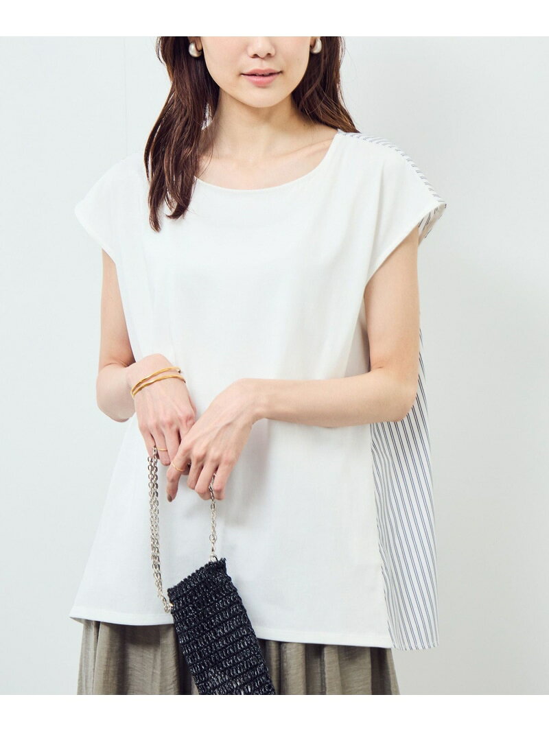 【SALE／70%OFF】ストライプドッキングフレンチスリーブプルオーバー ROPE' PICNIC ロペピクニック トップス カットソー・Tシャツ ホワイト ネイビー【RBA_E】[Rakuten Fashion] jadorejunonline-10069830 J’aDoRe JUN ONLINE サンプル画像2