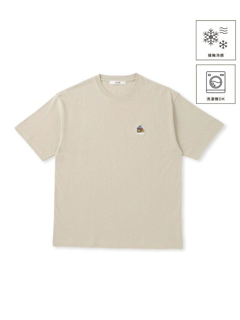 ワンポイントベア刺繍Tシャツ/接触冷感 j.n.r.d ジュンレッド トップス カットソー・Tシャツ ホワイト ベージュ ネイビー【送料無料】[Rakuten Fashion]