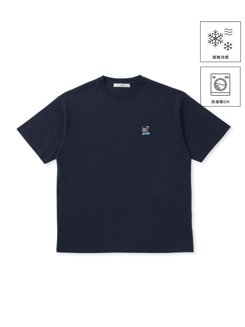 ワンポイントベア刺繍Tシャツ/接触冷感 j.n.r.d ジュンレッド トップス カットソー・Tシャツ ホワイト ベージュ ネイビー【送料無料】[Rakuten Fashion]