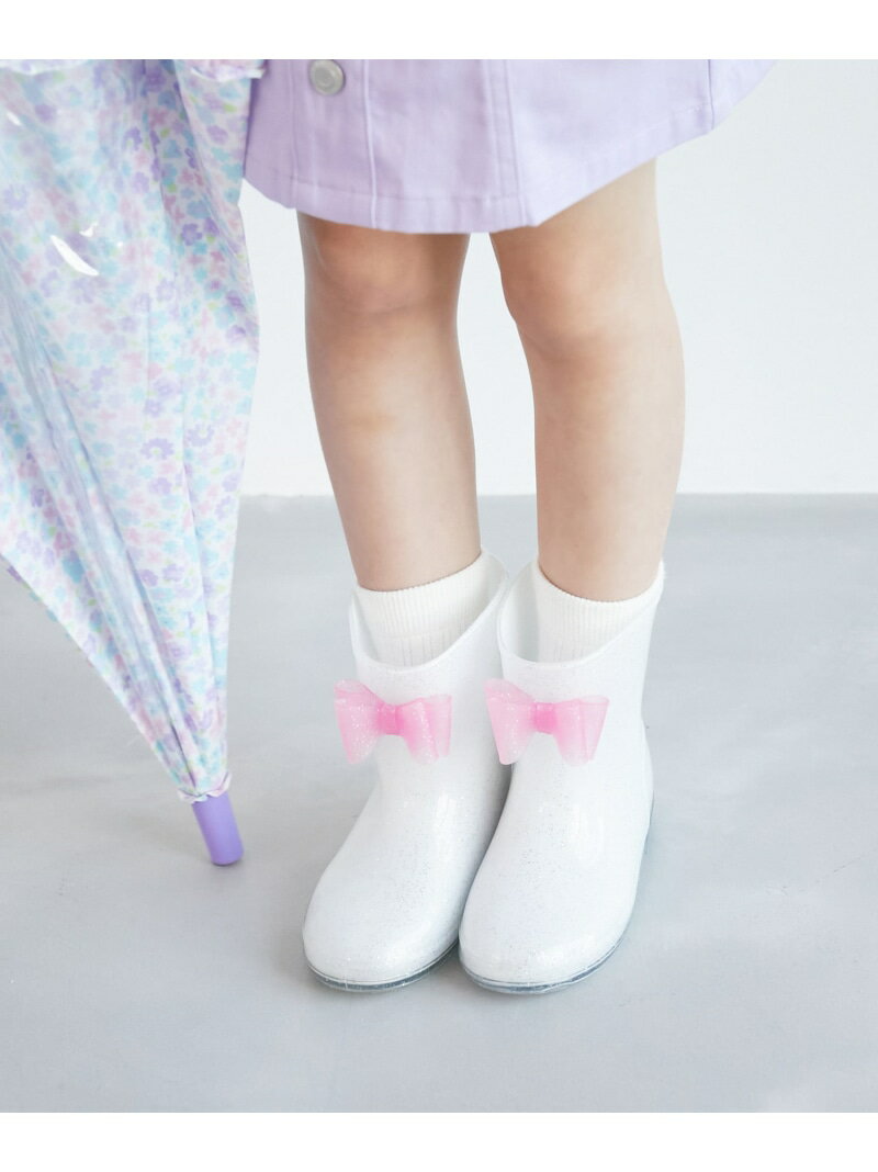 【KIDS】リボンラメレインシューズ ROPE' PICNIC ロペピクニック シューズ レインブーツ ホワイト ブルー パープル[Rakuten Fashion]