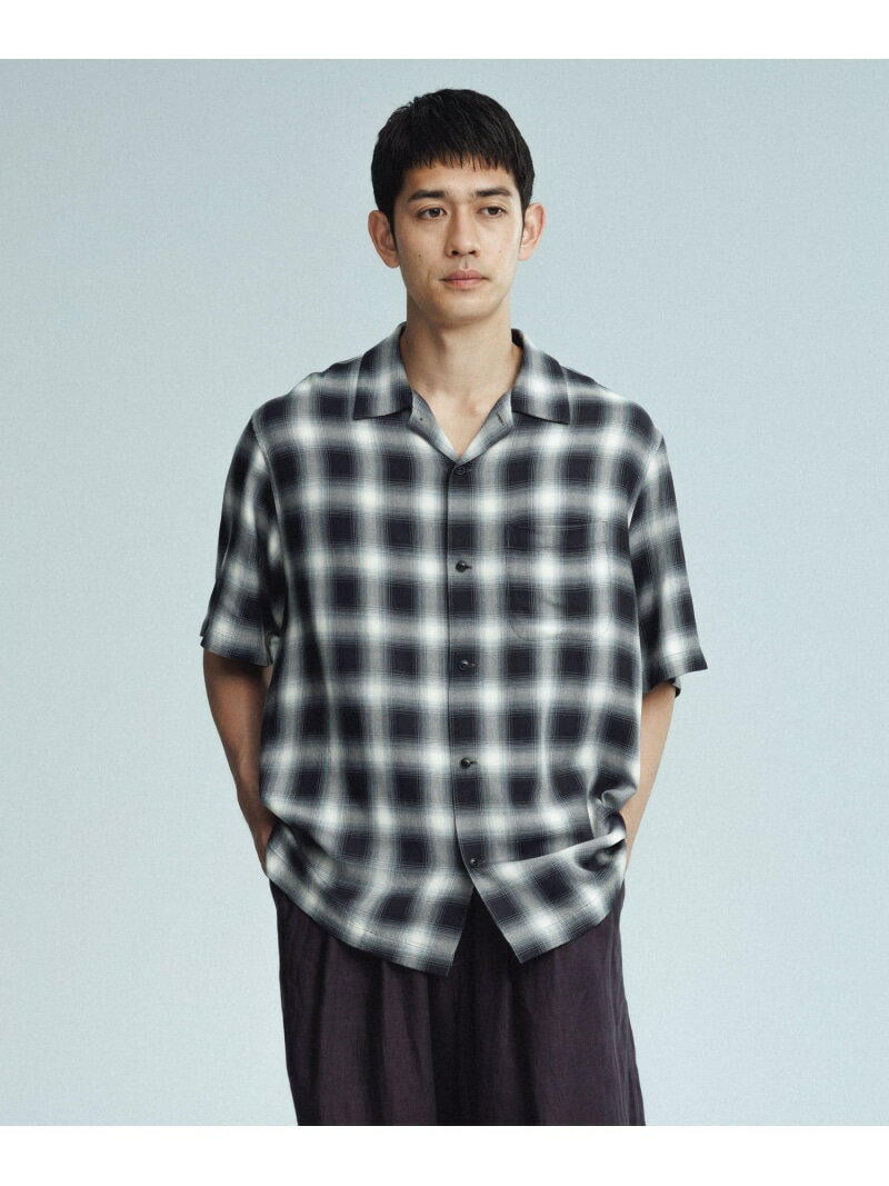 【SALE／60%OFF】レーヨン オンブレチェック ハーフスリーブ オープンカラーシャツ ADAM ET ROPE' HOMME アダムエロペ トップス シャツ・ブラウス イエロー ブラック ホワイト【RBA_E】【送料無料】[Rakuten Fashion]