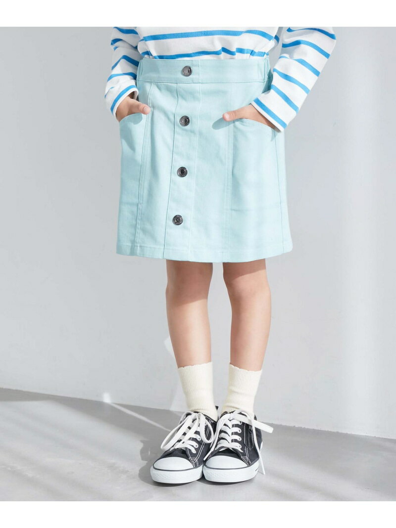 【KIDS】フロントボタンインパンツ付きスカート ROPE' PICNIC KIDS ロペピクニック スカート その他のスカート グリーン パープル[Rakuten Fashion]