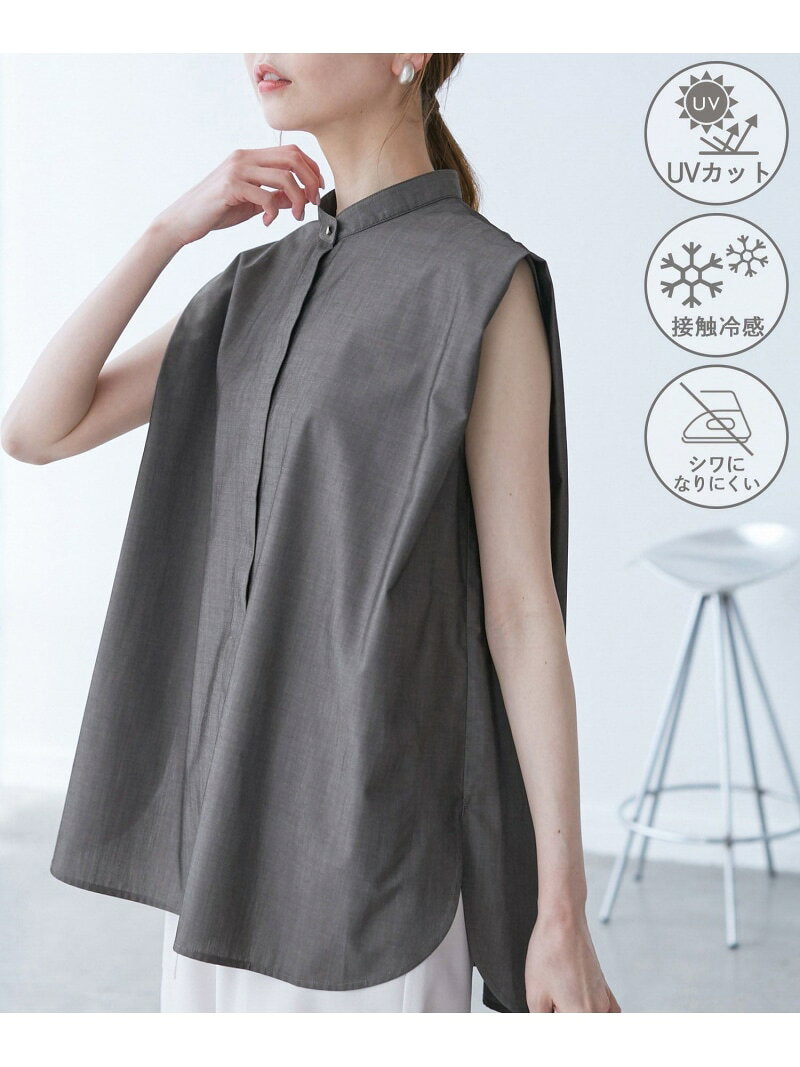 【SALE／55%OFF】【UVカット・接触冷感・イージーケア】バンドカラーノースリーブシャツ/通勤対応 ROPE' PICNIC ロペピクニック トップス シャツ・ブラウス ネイビー ブルー ホワイト グレー【RBA_E】[Rakuten Fashion] jadorejunonline-10067640 J’aDoRe JUN ONLINE サンプル画像2