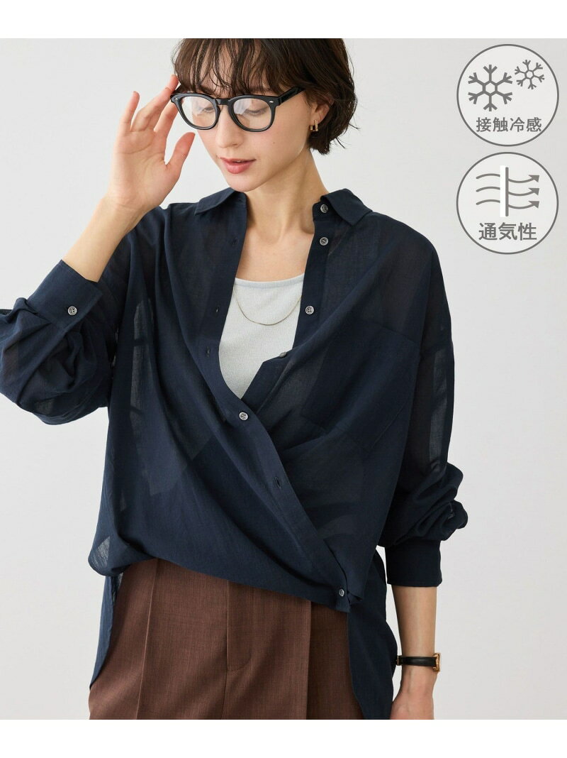 【SALE／30%OFF】お着軽シャツシリーズ 無地・ストライプ 2WAYシアーブラウス/接触冷感・通気性 ROPE' PICNIC ロペピクニック トップス シャツ・ブラウス ブルー パープル ネイビー ホワイト オレンジ ピンク イエロー【RBA_E】[Rakuten Fashion] jadorejunonline-10075077 J’aDoRe JUN ONLINE サンプル画像3