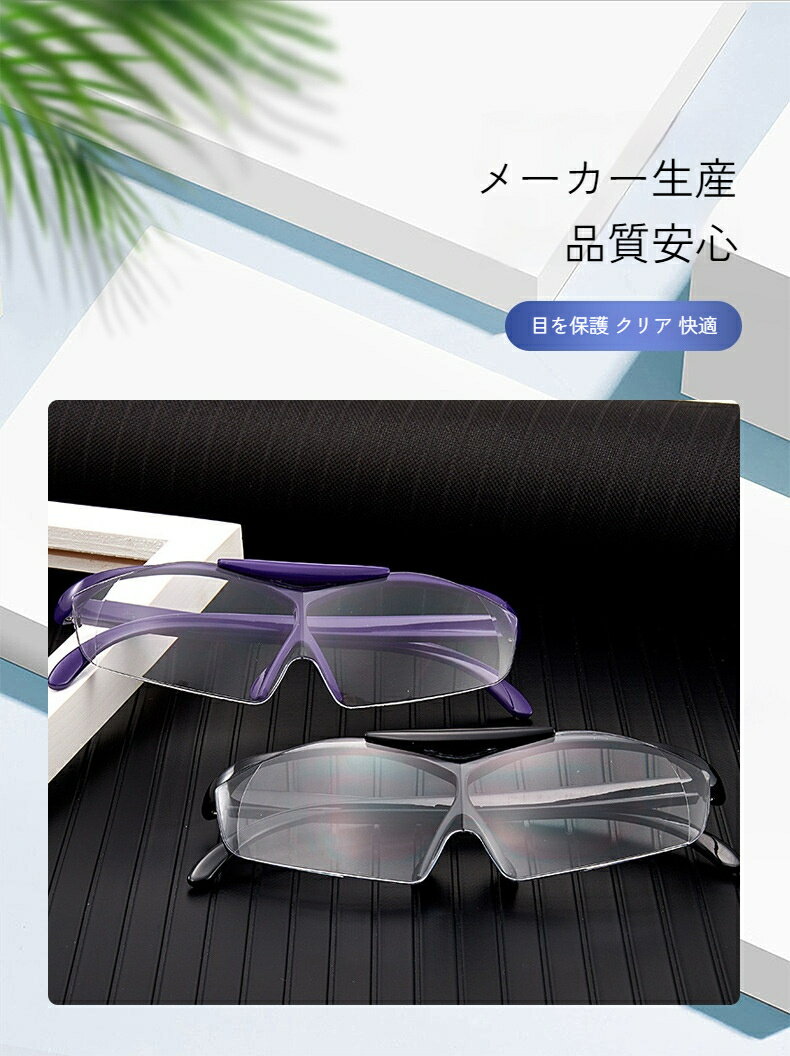 新しいモデルのフリップ式老眼鏡 TV一体 1.6倍拡大レンズ ハーフフレーム ブルーライトカット老眼鏡