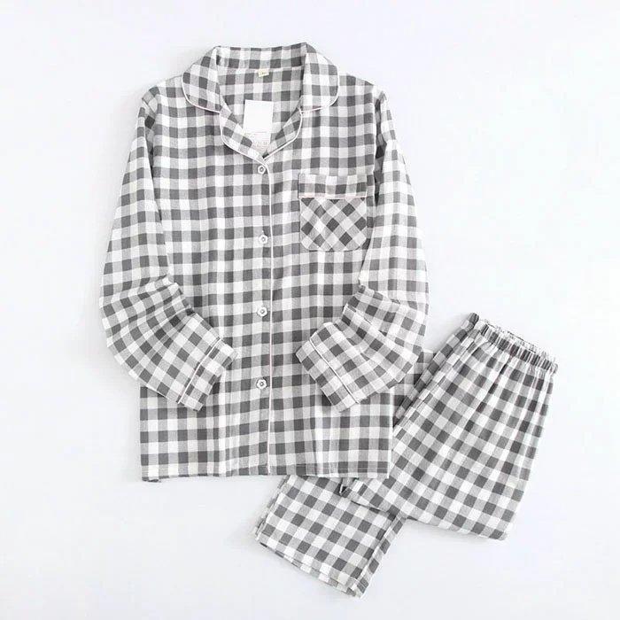 パジャマ　ダブルガーゼ　チェック　キッズ　長袖　子供　女の子　男の子　ルームウェア　上下セット　..