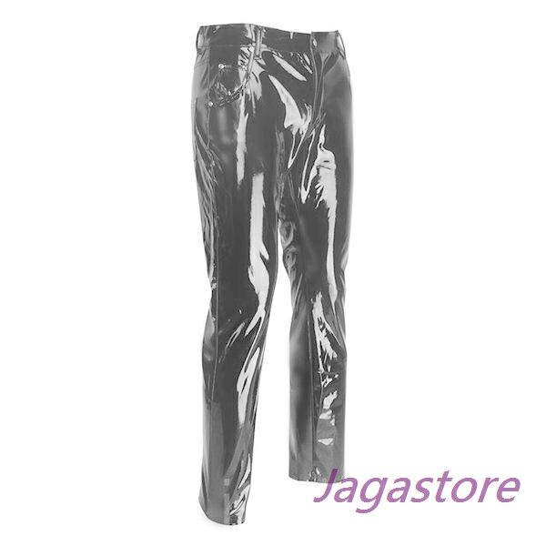 スキニーパンツ 光沢 エナメルパンツ メンズ エナメル スキニー パンク ファッション スリム ロカビリー ダンス衣装 ステージ衣装