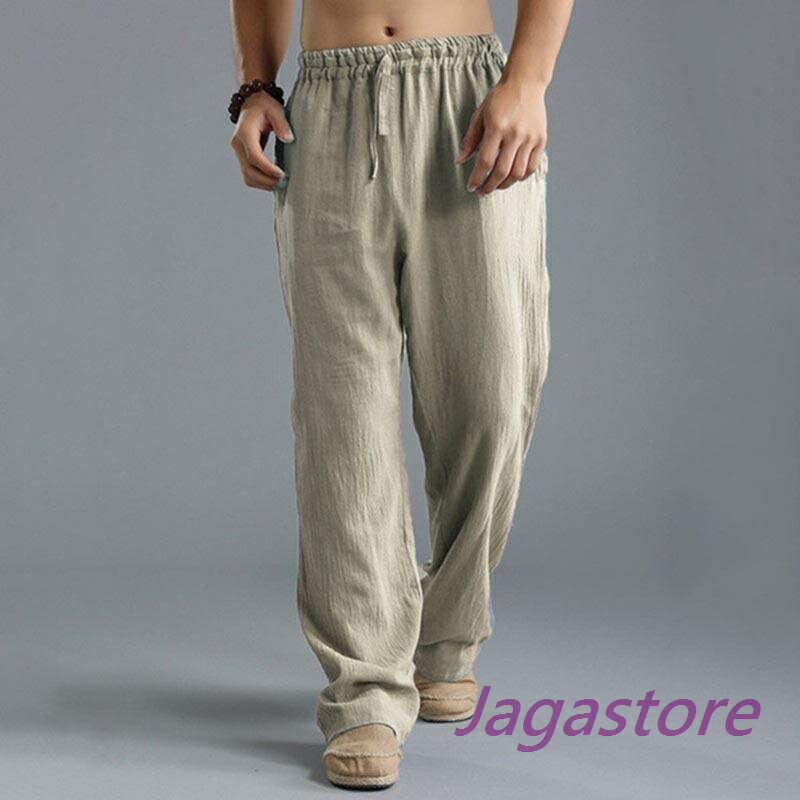 【楽天スーパーSALE】メンズ リネンパンツ チノパン ワイドルック 無地 綿麻パンツ ロックパンツ イージーパンツ ゆったり 透気 涼しい 春夏秋 カジュアルボトムス