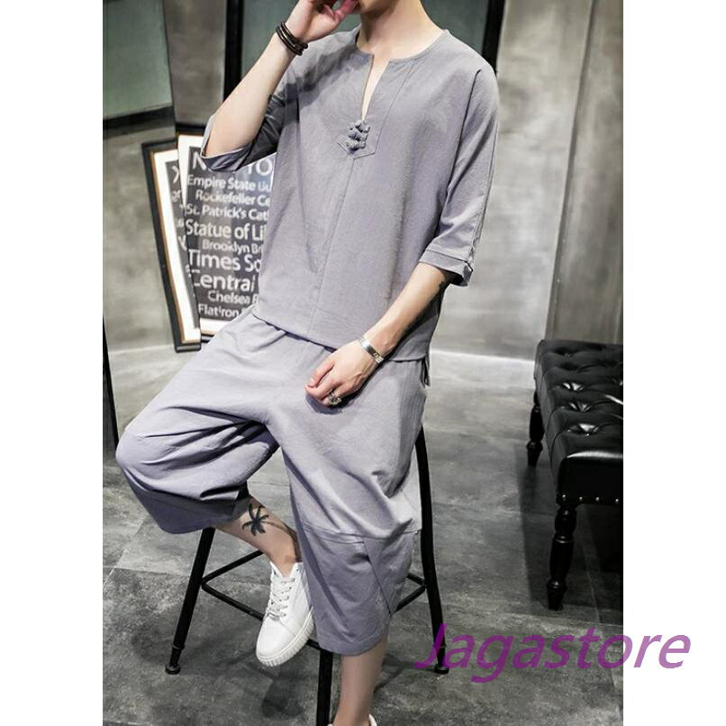 【楽天スーパーSALE】夏メンズジャージセットアップ上下セットスウェットパーカーカジュアル大きいサイズありゆったり快適綿麻サルエルパンツ薄手涼しいM~5XL