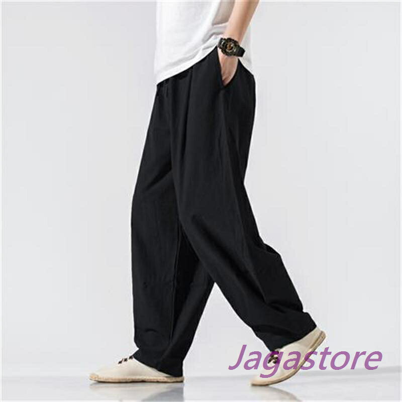 【楽天スーパーSALE】サルエルパンツ メンズ イージーパンツ リネン風 ボトムス 麻ズボン シンプル 無地 薄手 パンツ ウエストゴム リラックス ルームウェア 部屋着 夏